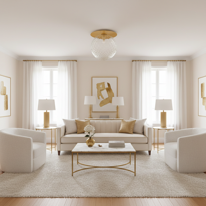 Bavelle Modern Gold Flush Mount Ceiling Light – Elegant Glass Dome Design for Cozy Ambiance