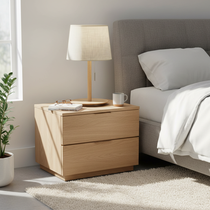 Gentle Glow - Nordic Walnut Table Lamp for Bedside or Desk