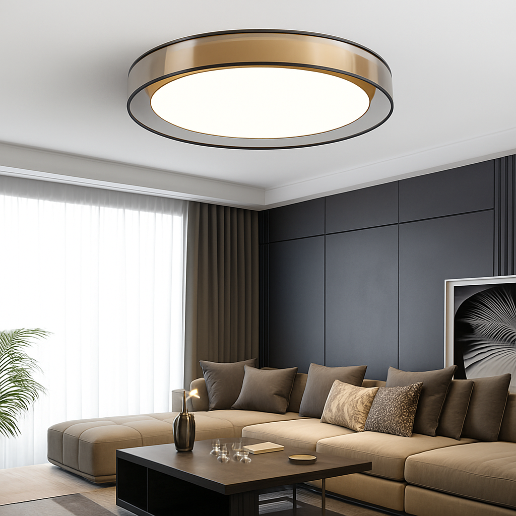 Gleam Loft Modern Ceiling Light – Elegant Gold Flush Mount Design for Stylish Interiors