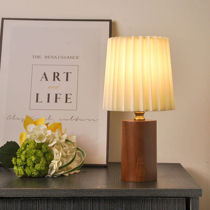 Walnut Glow Wood Table Lamp with USB LED Bedside Light