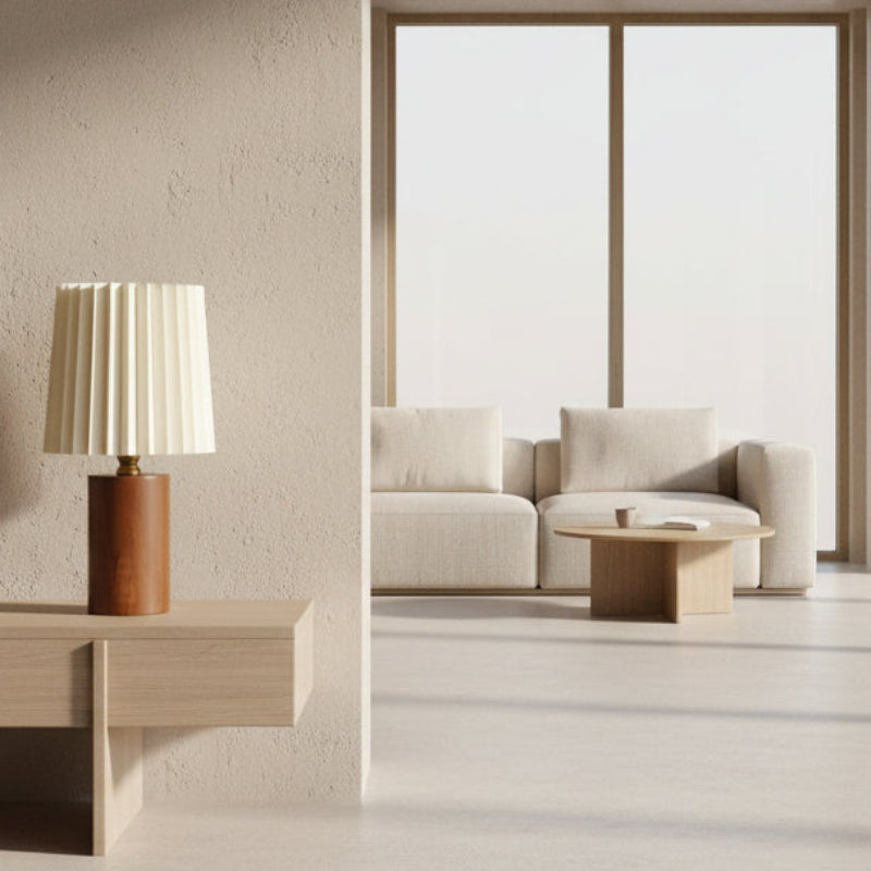 Walnut Glow Wood Table Lamp with USB LED Bedside Light