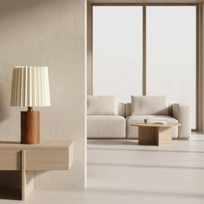 Walnut Glow Wood Table Lamp with USB LED Bedside Light
