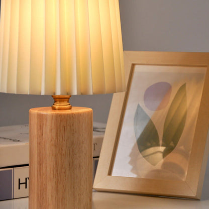 Walnut Glow Wood Table Lamp with USB LED Bedside Light
