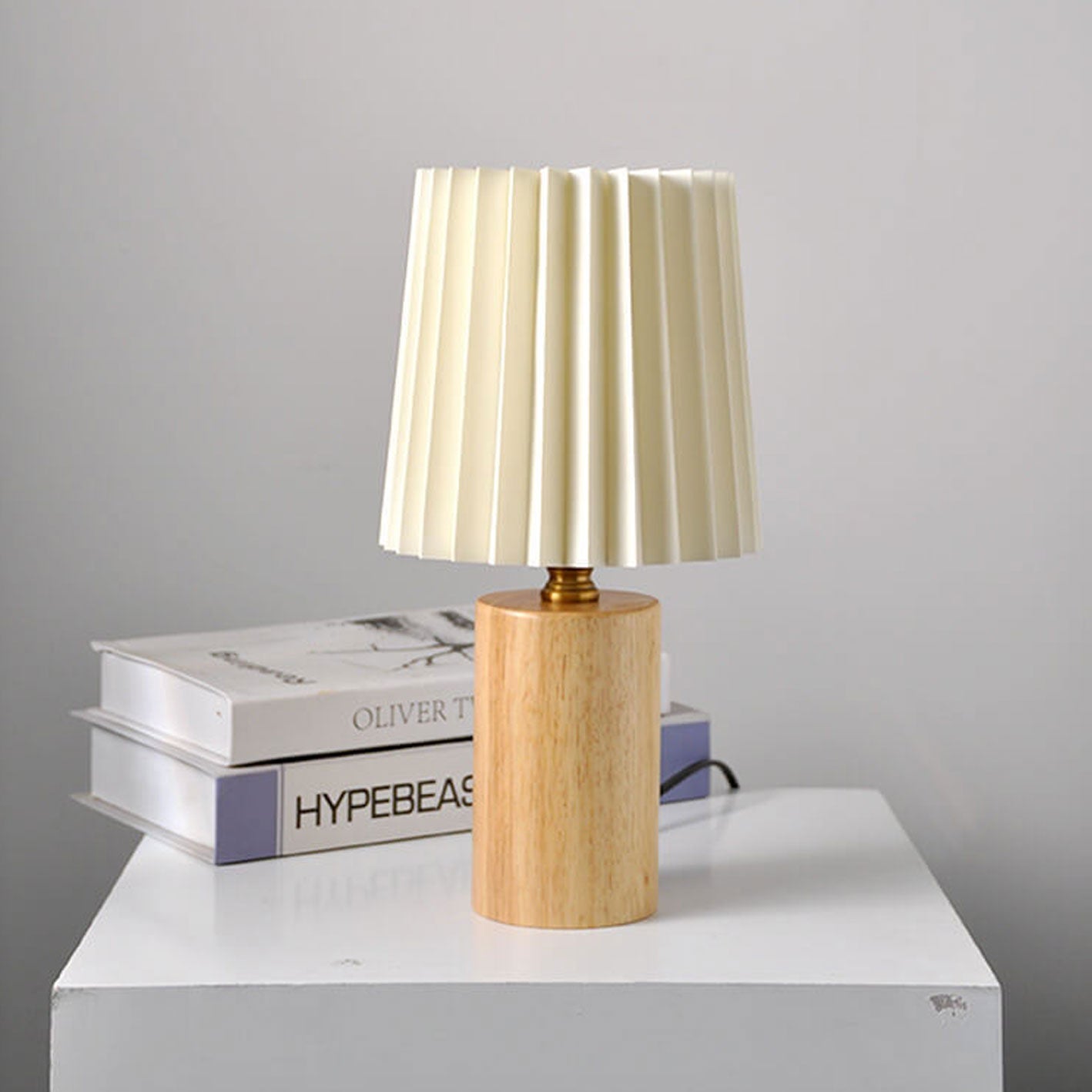 Walnut Glow Wood Table Lamp with USB LED Bedside Light