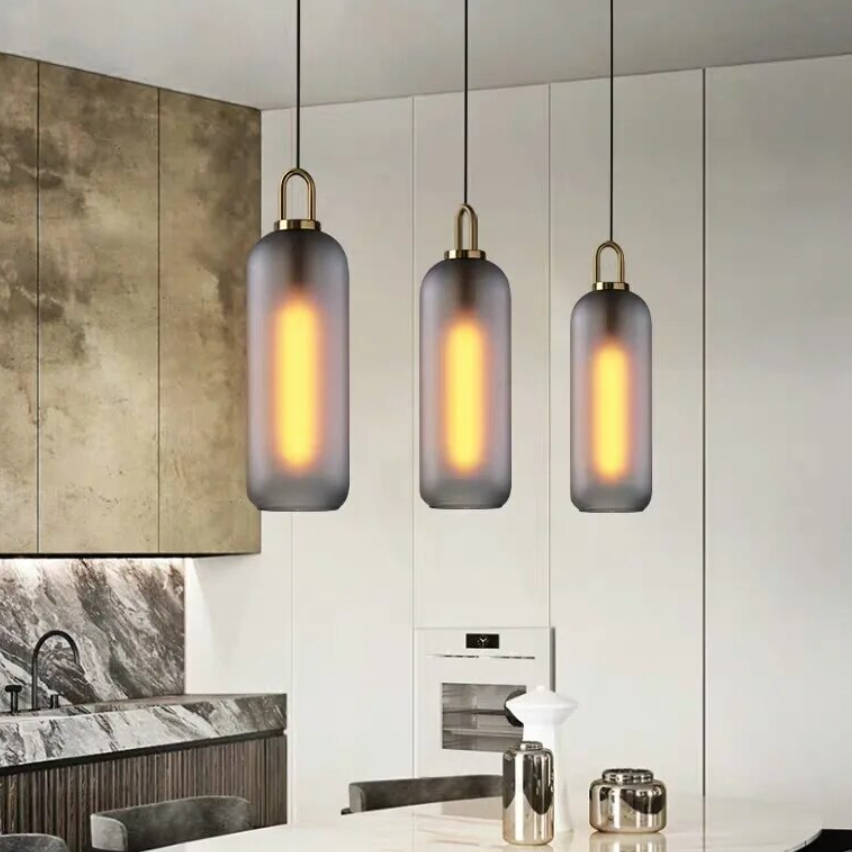 Havon Nordic Glass Pendant Light – Smoked Finish for Stylish Kitchen Lighting