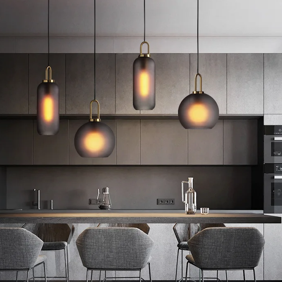 Havon Nordic Glass Pendant Light – Smoked Finish for Stylish Kitchen Lighting