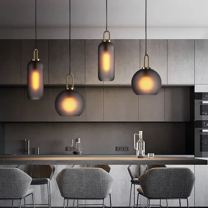 Havon Nordic Glass Pendant Light – Smoked Finish for Stylish Kitchen Lighting