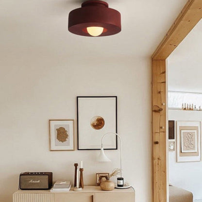 Sora Minimalist Flush Mount Ceiling Light – Resin Build for Soft Ambient Lighting