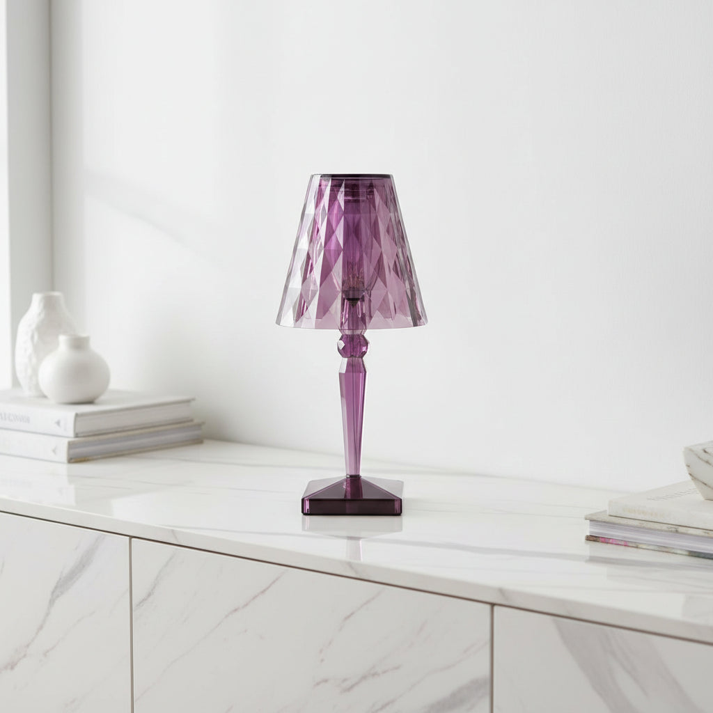 Diamond Modern Acrylic Table Lamp – Rechargeable Cordless Design for Elegant Spaces