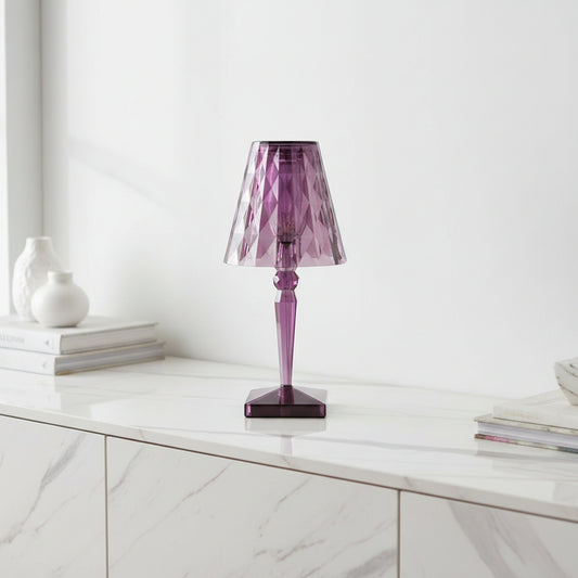 Diamond Modern Acrylic Table Lamp – Rechargeable Cordless Design for Elegant Spaces