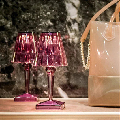 Diamond Modern Acrylic Table Lamp – Rechargeable Cordless Design for Elegant Spaces
