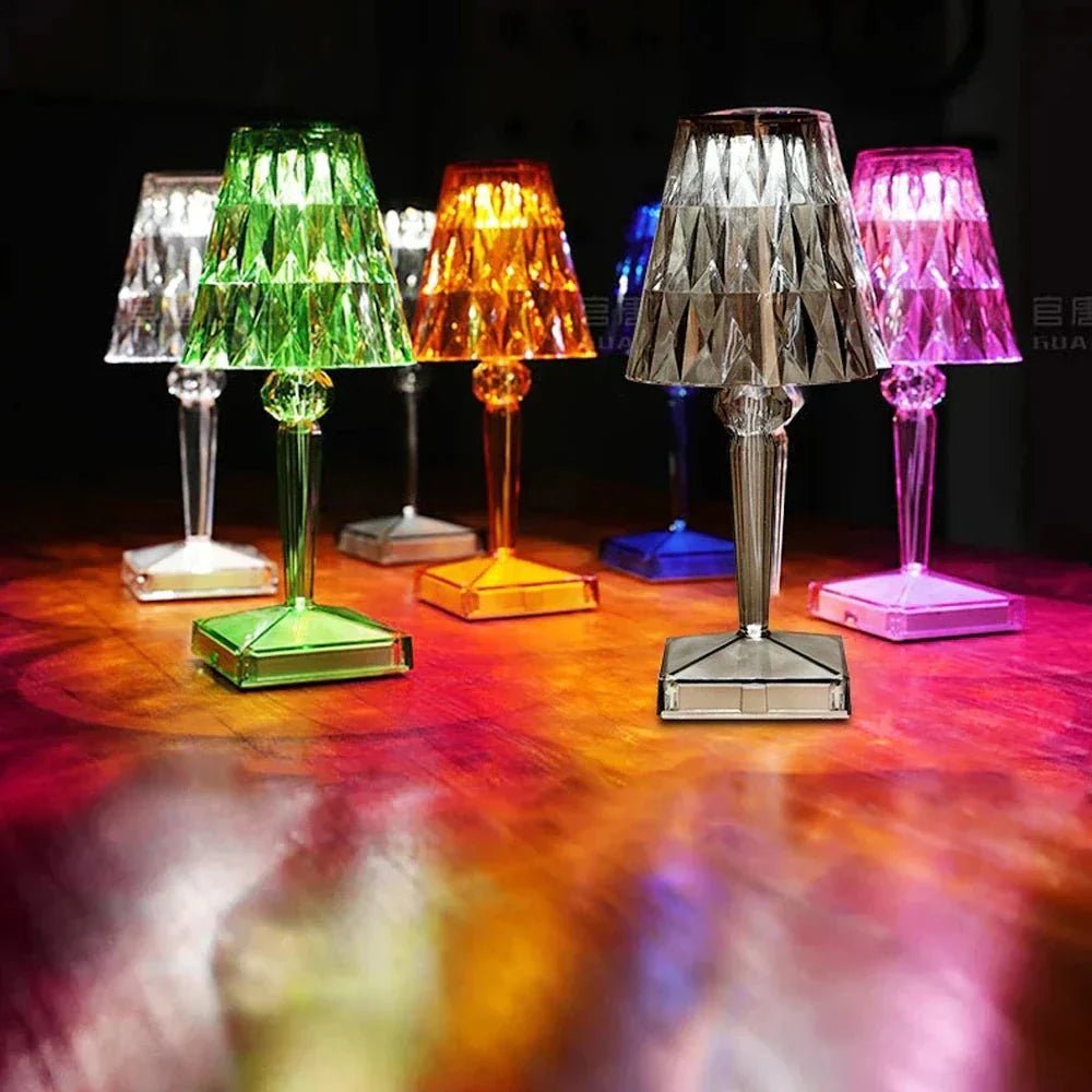Diamond Modern Acrylic Table Lamp – Rechargeable Cordless Design for Elegant Spaces