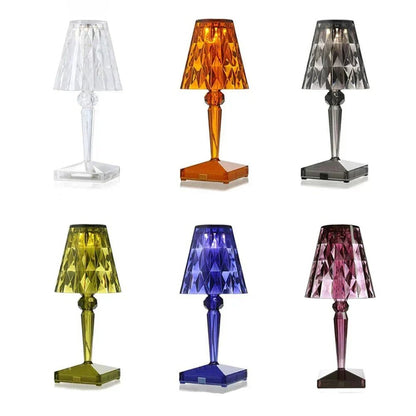 Diamond Modern Acrylic Table Lamp – Rechargeable Cordless Design for Elegant Spaces