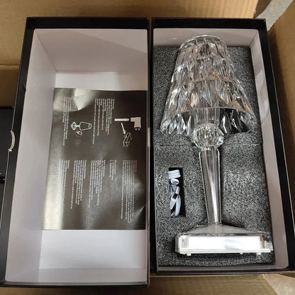Diamond Modern Acrylic Table Lamp – Rechargeable Cordless Design for Elegant Spaces