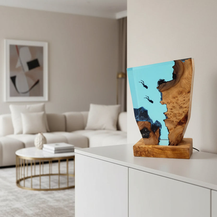 Cove Unique Diver Table Lamp – Adjustable LED Lighting for Relaxing Ambiance