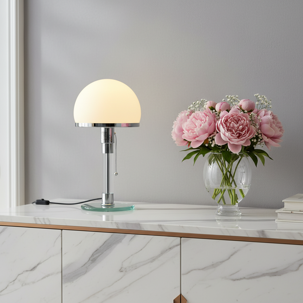 Venna Modern Table Lamp – Frosted Glass Shade for Soft Ambient Bedroom Lighting