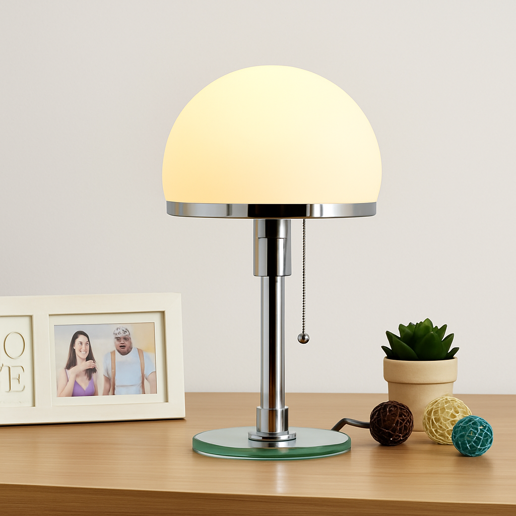 Venna Modern Table Lamp – Frosted Glass Shade for Soft Ambient Bedroom Lighting