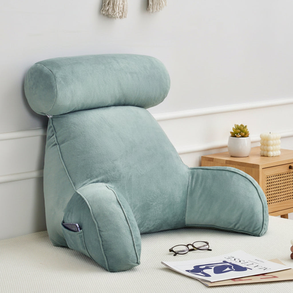 Velmira Adjustable Backrest Cushion with Neck Support and Side Pocket