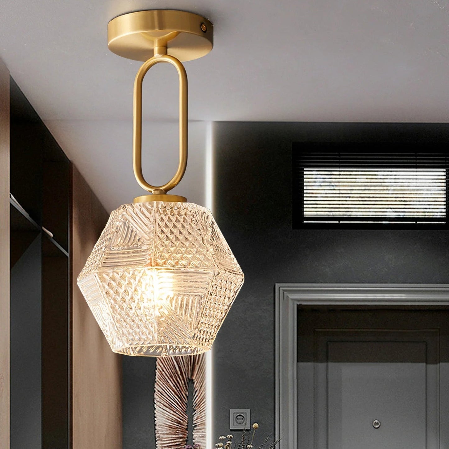 Avarin Elegant Brass Flush Mount Ceiling Light for Art Deco Interiors