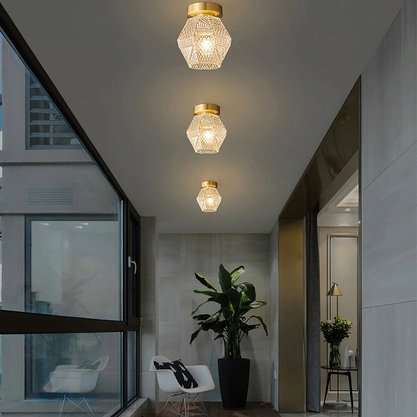 Avarin Elegant Brass Flush Mount Ceiling Light for Art Deco Interiors