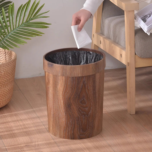 Veyron Modern Wood-Look Trash Bin for Minimalist Kitchen and Office Spaces
