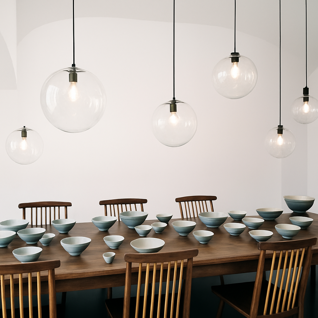 Kora Modern Black Pendant Light – Dimmable Glass Design for Stylish Kitchens
