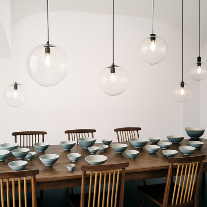 Kora Modern Black Pendant Light – Dimmable Glass Design for Stylish Kitchens