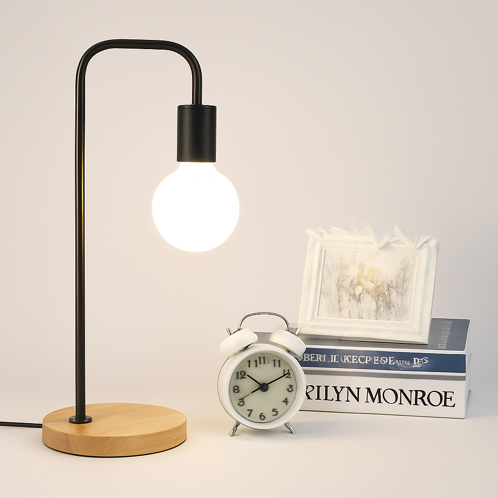 Elvian Vintage Nordic Desk Lamp – Wooden Base Table Lighting Design
