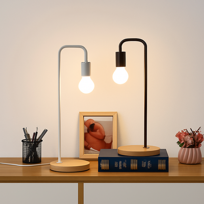 Elvian Vintage Nordic Desk Lamp – Wooden Base Table Lighting Design