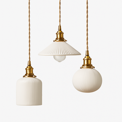 Solenne White Ceramic Pendant Light – Modern Retro Hanging Lamp for Interiors