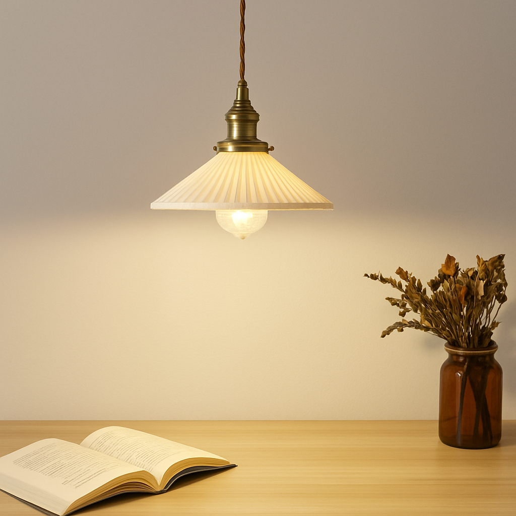 Solenne White Ceramic Pendant Light – Modern Retro Hanging Lamp for Interiors