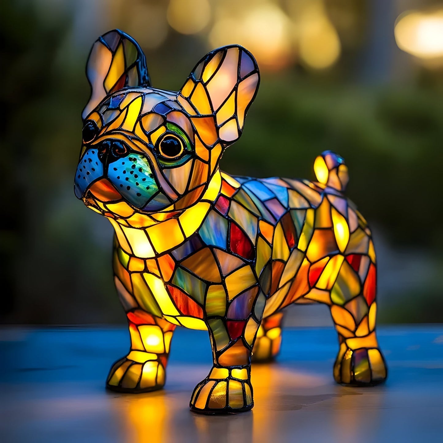 Laminia Unique Stained Glass Table Lamp – Charming Dog Motif for Cozy Ambiance