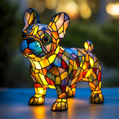 Laminia Unique Stained Glass Table Lamp – Charming Dog Motif for Cozy Ambiance