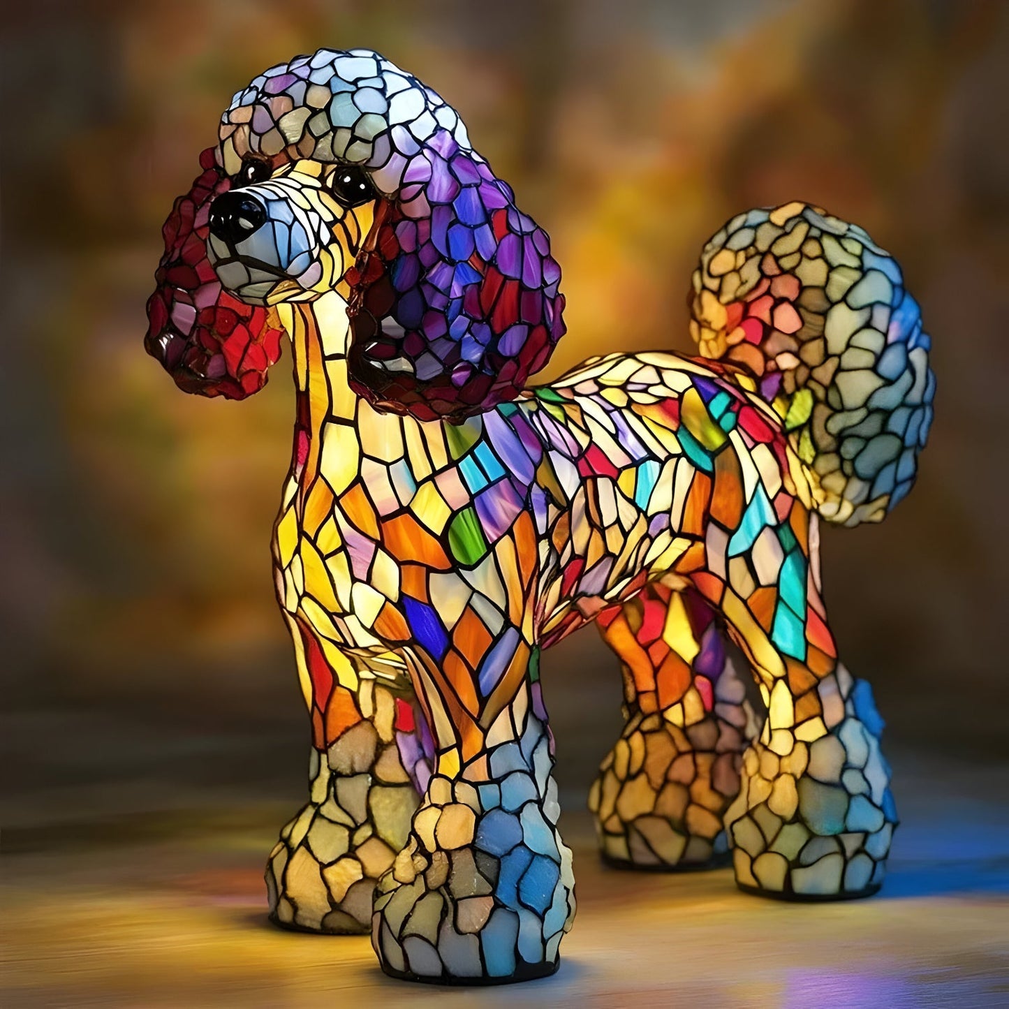 Laminia Unique Stained Glass Table Lamp – Charming Dog Motif for Cozy Ambiance