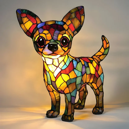 Laminia Unique Stained Glass Table Lamp – Charming Dog Motif for Cozy Ambiance