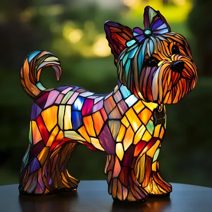 Laminia Unique Stained Glass Table Lamp – Charming Dog Motif for Cozy Ambiance