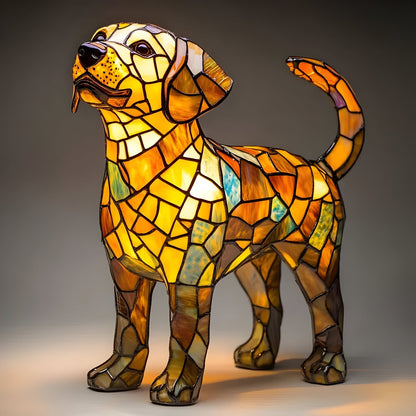 Laminia Unique Stained Glass Table Lamp – Charming Dog Motif for Cozy Ambiance