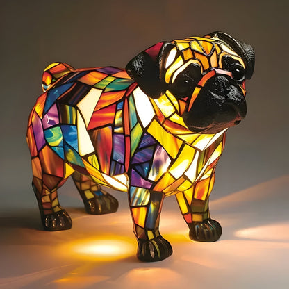Laminia Unique Stained Glass Table Lamp – Charming Dog Motif for Cozy Ambiance