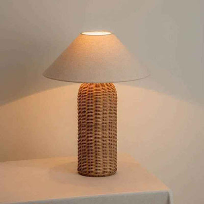 Lunari Bedroom Rattan Table Lamp – Handcrafted Natural Light for Cozy Spaces