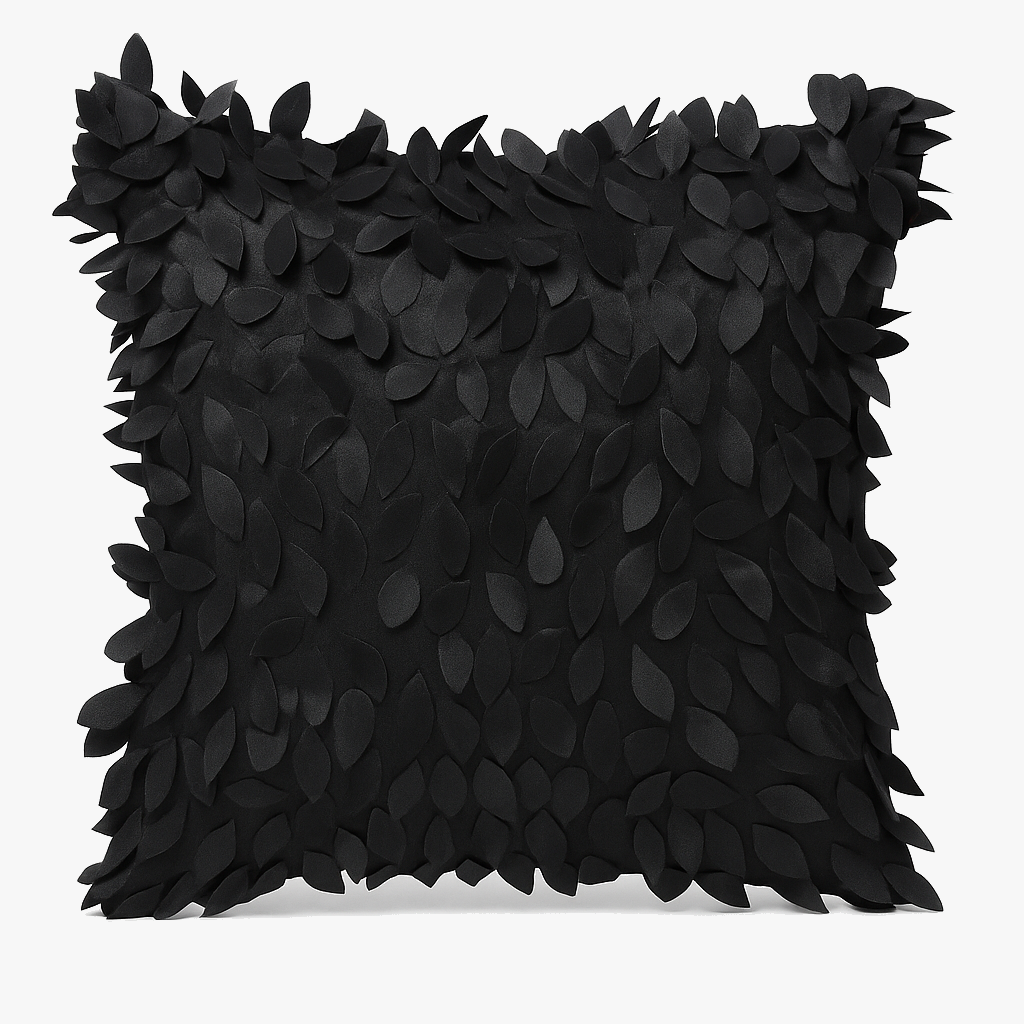 Leafy 3D Cushion Cover – Elegant Embroidered Home Decor Accent