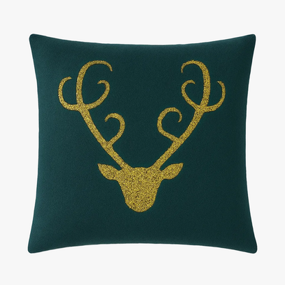 Stag  Light Gold Cushion Cover – Retro Geometric Design for Chic Interiors