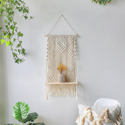 Nalara Boho Macrame Wall Shelf for Plants and Cosy Decor