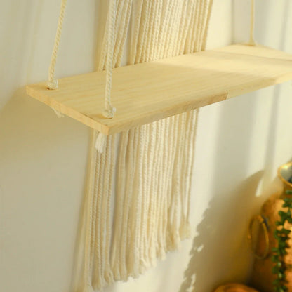 Nalara Boho Macrame Wall Shelf for Plants and Cosy Decor