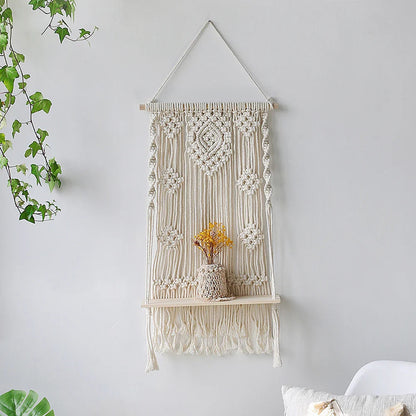 Nalara Boho Macrame Wall Shelf for Plants and Cosy Decor
