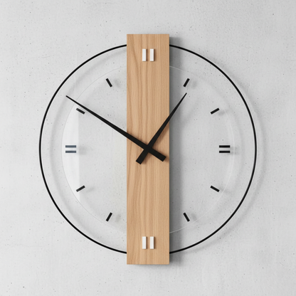 Calvoro Large Modern Oak Wall Clock – Silent Minimalist Wooden Home Decor