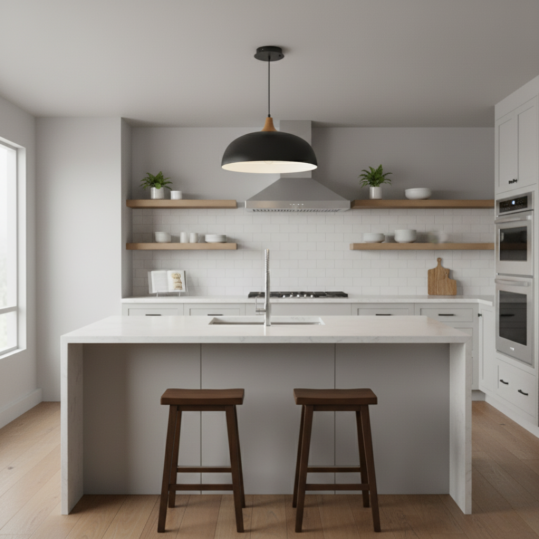 Grove Modern Oak Ceiling Light with Adjustable LED Pendant