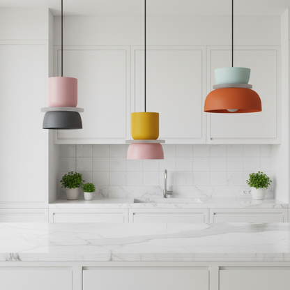 Makka Modern Colorful Pendant Light – Adjustable Height for Artistic Illumination