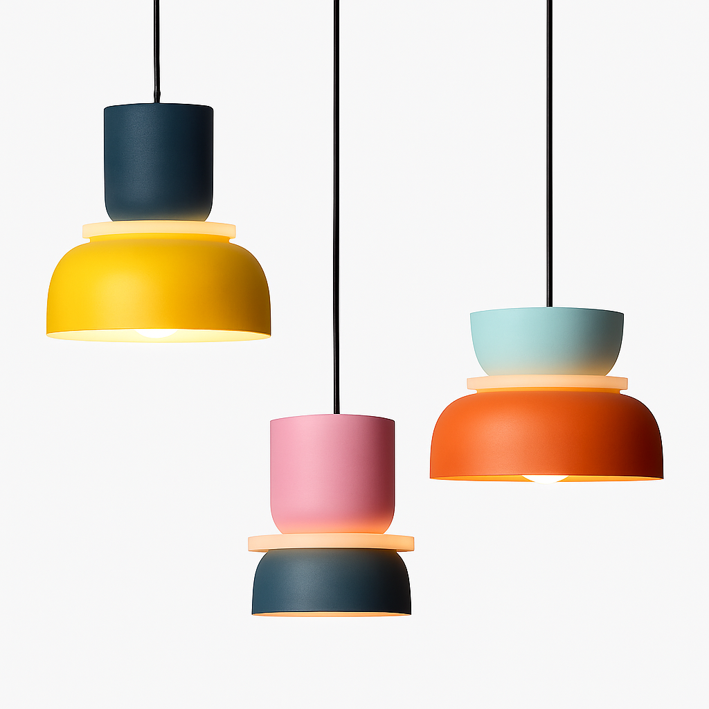 Makka Modern Colorful Pendant Light – Adjustable Height for Artistic Illumination