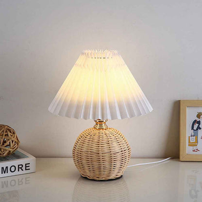 Willowfold Rattan Table Lamp with Pleated Shade for Cosy Bedrooms