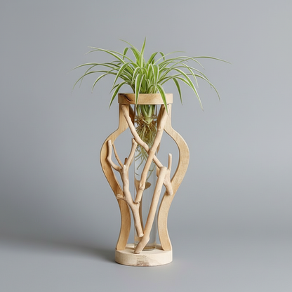 Natural Wooden Vase - Unique Plant Decoration